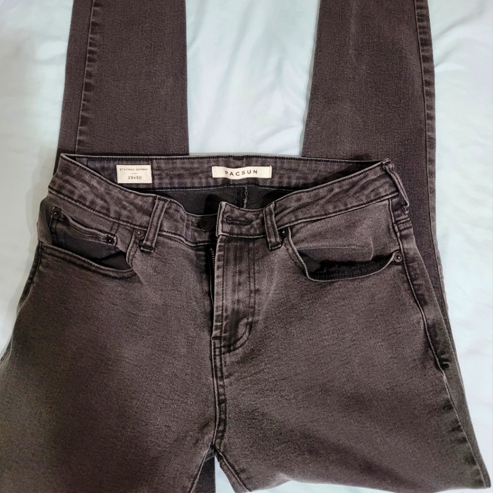 Pacsun Jeans Stacked Skinny 29 X 30, dark grey, almost black,excellent condition
